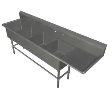 John Boos 44PB1620-1D18R Sink, (4) Four Compartment