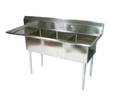 John Boos E3S8-1014-10L15-X Sink, (3) Three Compartment