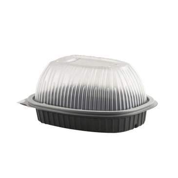 JOHNSON SALES Chicken Roaster, Black, W/Clear Dome Lid, Microwavable, (100/Pk) ANCHOR PACKAGING ANH4110001