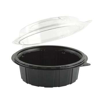 JOHNSON SALES Salad Container, 17 Oz, Black with Clear Dome Lid, PET, (200/Case), Anchor Packaging GC600D 4776502