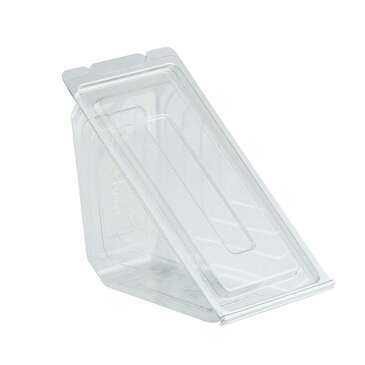 JOHNSON SALES Sandwich Wedge, 6.63" x 3.56" x 3.52", Clear, Polyethylene, Hinged, (250/Case) Anchor Packaging DVH1101