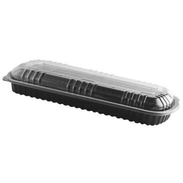 JOHNSON SALES Rib Container, 17" x 7", Black, Polypropylene, With Lid, Full Slab, (100/Case) Anchor Packaging 4402000