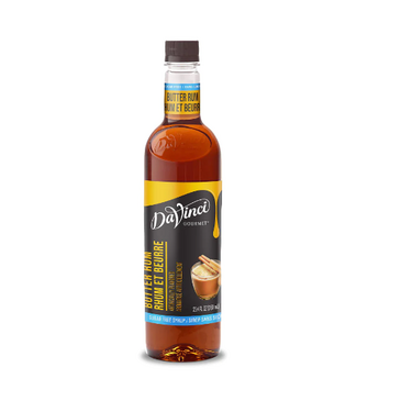 KERRY (DAVINCI GOURMET) Butter Rum Syrup, 25.4oz, Golden Brown, Plastic Bottle, Sugar Free, DaVinci 20626514 
