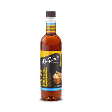 KERRY (DAVINCI GOURMET) Butter Rum Syrup, 25.4oz, Golden Brown, Plastic Bottle, Sugar Free, DaVinci 20626514