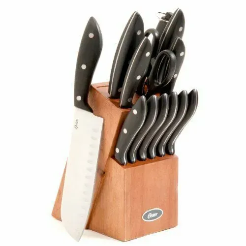 FRED 26 IMPORTERS INC. KNIFE BLOCK 14PC CUTLERY SET MAHOGANY BAKELITE PP HANDLE
