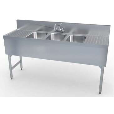 LA CROSSE Bar Sink, 36"x 60", Stainless Steel, 3 Center Tank, La Crosse S53C