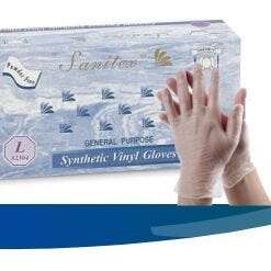 LIFE GUARD Disposable Gloves, Small, Vinyl, Powder-Free, (100/Box), Sanitex 2392-S