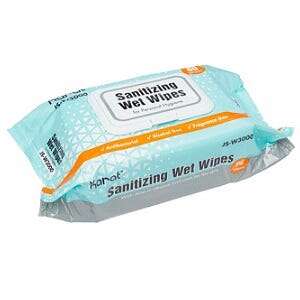 LOLLICUP Wet Wipes, 7" x 5", Blue/White, Plastic, Sanitizing, (80/Bag) Karat JS-W3000