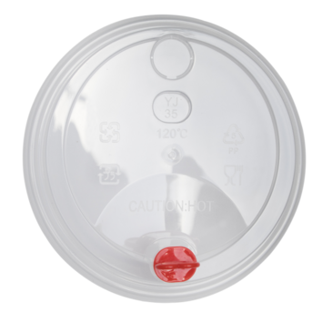 LOLLICUP Sipper Dome Lid, Clear, Plastic, W/Red Stopper, For 24 OZ Tall Premium PP Cup, LOLC-TPPLC