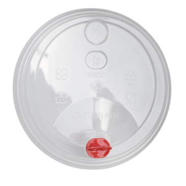 Sipper Dome Lid, Clear, Plastic, W/Red Stopper, For 24 OZ Tall Premium PP Cup, LOLC-TPPLC