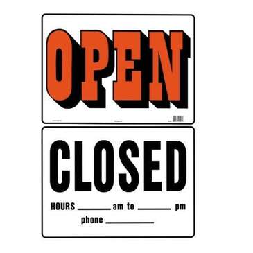 LYNCH SIGN CO. Sign "Open/ Closed", 10"x14", Orange & Black, Styrene, Lynchsigns R-1C