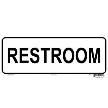 LYNCH SIGN CO. Sign "Restrooms", 10"x4", White, Styrene, Lynchsign RR-1