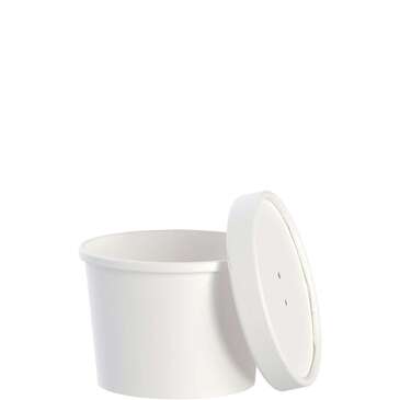 MACS IMPORTS INC. Food Container, 12 oz, White, Paper, W / Lid, (250/containers/250/lids/case) Mac's Imports KH12A