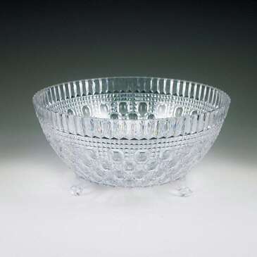 MARYLAND PLASTICS Footed Bowl, 2 Qt, Clear, Plastic, Crystal Cut Maryland MPI0115