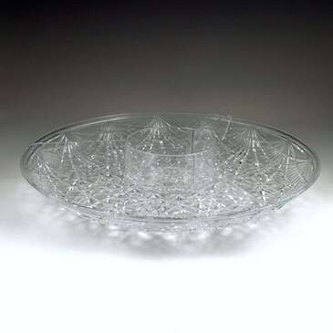 MARYLAND PLASTICS Tray, Round, 15", Crystal Cut, 3 Compartment, MARYLAND PLASTICS MPL1501