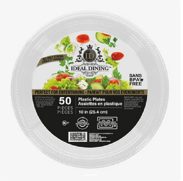 MY TRADING LLC Dining Plates, 10", White, Plastic, (50/Pack), My Trading 36121