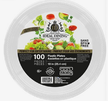 MY TRADING LLC Dining Plates, 10", White, Plastic, (100/Pack), My Trading 36122