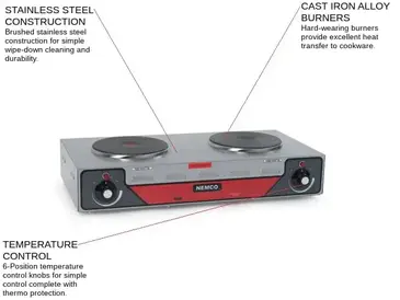 NEMCO 6310-2-240 Hotplate, Countertop, Electric