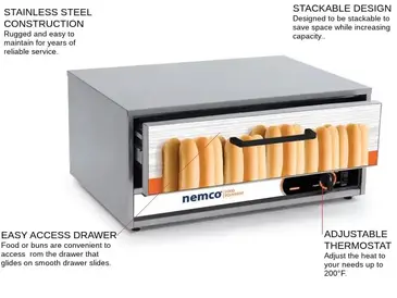 NEMCO 8018-BW-220 Hot Dog Bun / Roll Warmer