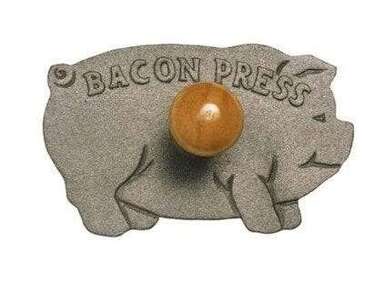 NORPRO Bacon Press, 8.5", Cast Iron, With Wood Handle, Norpro 1398
