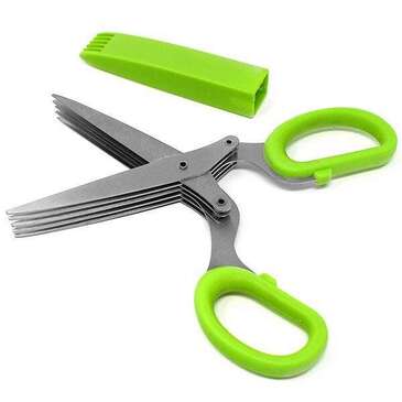 NORPRO Herb Scissors, Multi-Blade, Green, Stainless Steel, W/ Blade Cleaner, NORPRO 1537