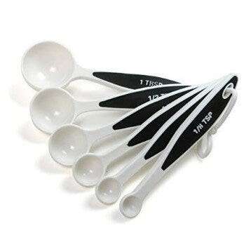 NORPRO Measuring Spoon Set, Black/White , Plastic, Grip-Ez, (6 Piece), Norpro 3017