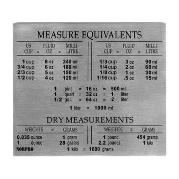 NORPRO Measuring Equivalents Magnet, 4" x 5", Stainless Steel, Norpro 3062