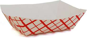 PAPERCRAFT, INC. Paper Food Tray, 1 lb, Red Plaid/Checkered, 1000/Case