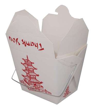 PAPERCRAFT, INC. Food Pail, 16 oz, White, Pagoda, w/ Handle, (50/Pack) Papercraft 26082116