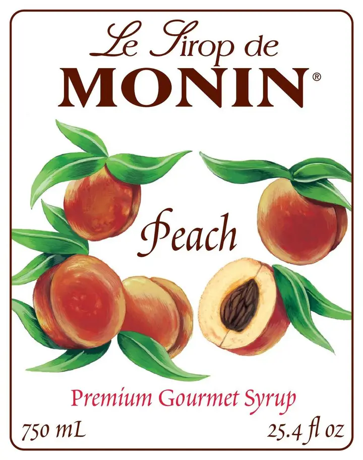 Peach Syrup, 25.4 Oz, Glass Bottle, Monin M-AR036A