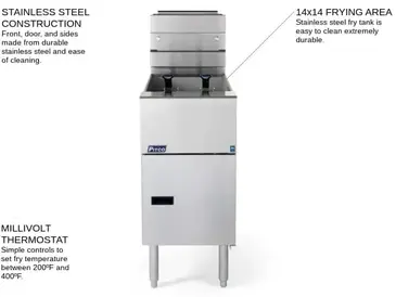 Pitco SG14RS-1FD Fryer, Gas, Floor Model, Full Pot