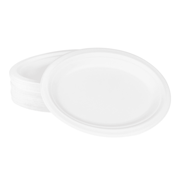 Plate, 10" x 8", White, Bagasse, (500/Case), Karat Earth KE-BPO108-1C