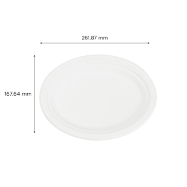 Plate, 10" x 8", White, Bagasse, (500/Case), Karat Earth KE-BPO108-1C