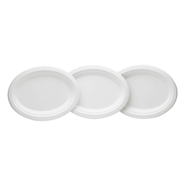 Plate, 10" x 8", White, Bagasse, (500/Case), Karat Earth KE-BPO108-1C