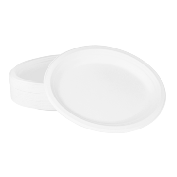 Plate, 12.5" x 10", White, Bagasse, (500/Case), Karat Earth KE-BPO12510-1C