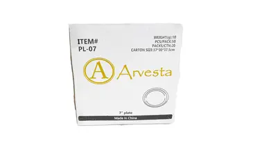 Plate, 7", White, Bagasse, Round, (50/Pack), Arvesta DPBP-07W