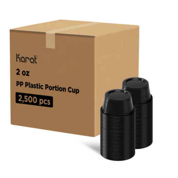 Portion Cup, 2 oz, Black, Polypropylene, (2500/Case), Karat FP-P200-PPB