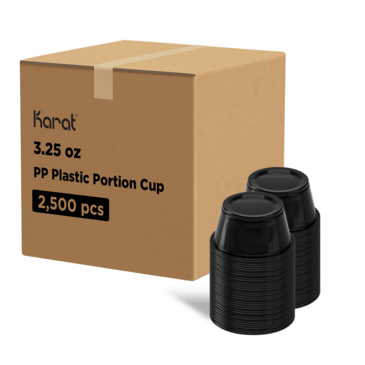 Portion Cup, 3.25 oz, Black, Plastic, (2500/Case), Karat FP-P325-PPB