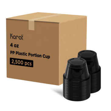 Portion Cup, 4 oz, Black, Plastic, (2500/Case), Karat FP-P400-PPB