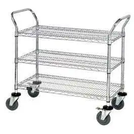 Quantum Food Service WRC-1836GY-3 Cart, Bussing Utility Transport, Metal Wire