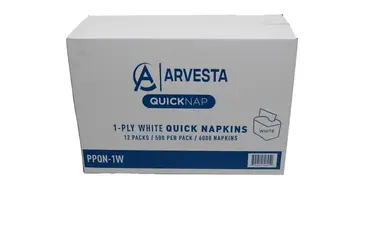 Quick Napkin, 8.3"x12.8", White, Paper, 1-Ply, (6000/Case), Arvesta PPQN-1W