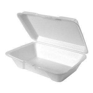 RJ Schinner Container, 9" x 6.5", White, Foam, Hinged, (200/Case) Genpak 20500