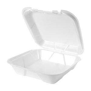 RJ Schinner Container, 9" x 9", White, Foam, Hinged, (200/Case) Genpak SN200