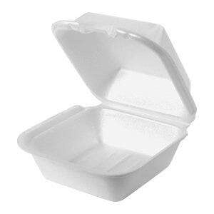 RJ Schinner Hinged Container, 6" x 6" x 3", White, Foam, (500/Case), Genpak SN225