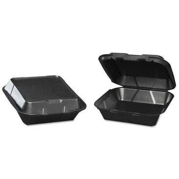 RJ Schinner Hinged Container, 8" x 8", Black, Foam, (200/Case), Genpak SN240-3L