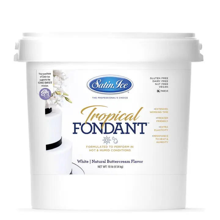 Satin Ice Rolled Fondant, 10 LB Pail, White, Tropical, Satin Ice 50548