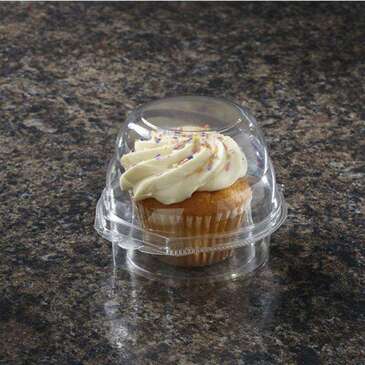 SABERT CORPORATION Hinged Container, 8" x 4", 270pcs, Clear, Plastic, 1-Cupcake, Sabert Corporation KP101