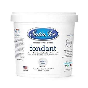 SATIN FINE FOODS Rolled Fondant, White, Vanilla, 2 lb. Pail, Satin Ice 10000