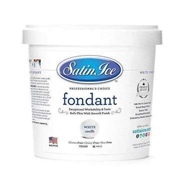SATIN FINE FOODS Rolled Fondant, White, Vanilla, 20 lb. Pail, Satin Ice 10003