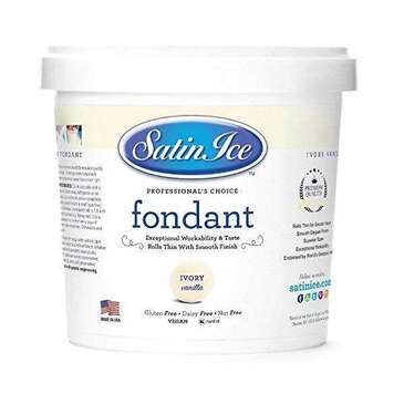 SATIN FINE FOODS Rolled Fondant, Ivory, Vanilla, 20 lb. Pail, Satin Ice 10006